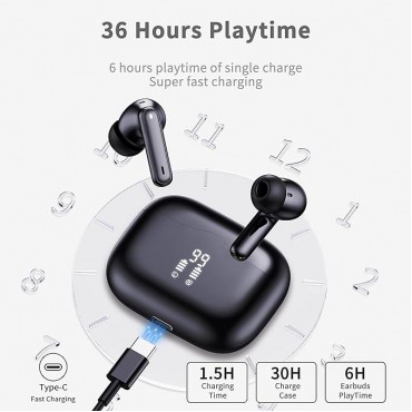 Wireless Earbuds LED Display - Black