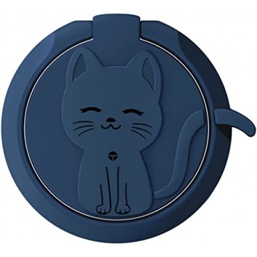 Cute Cat Cartoon Liquid Phone Ring Stand Holder (Blue)