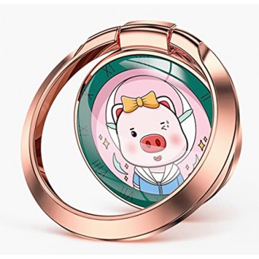 Cute Cartoon Pig Retro Clock Pattern Cell Phone Finger Ring